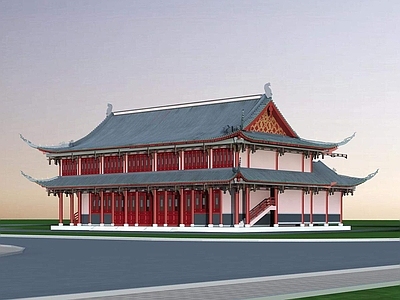 中式古建 观堂 寺庙
