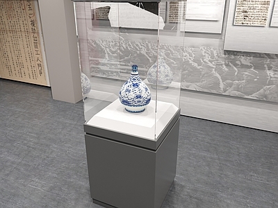 现代极简其他展厅 博物馆展示柜 陈列馆展示柜 历史文物玻璃展柜 古董玻璃高柜 玻璃立柜展柜