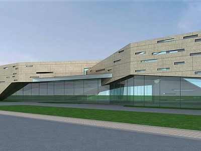 现代图书馆外观 大型会展建筑