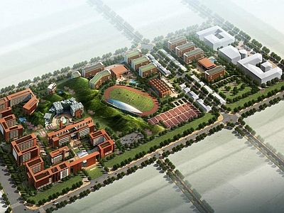 现代学校外观 大学建筑