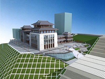 中式烟酒店 中式会所 仿古酒店建筑