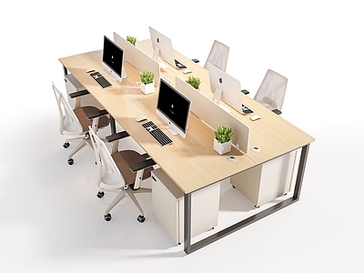 现代办公桌椅 职员工位 公共办公桌椅组合 办公桌椅 办公卡座 办公电脑
