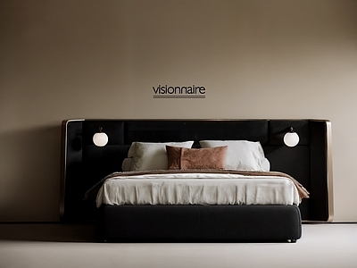 中古侘寂双人床 中古风双人床 侘寂风双人床 布艺床 黑色床 架子床