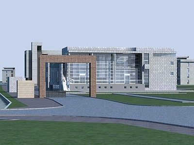 现代学校外观 驾校建筑 办公楼