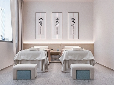 现代新中式足浴店 新中式足浴店 spa室 按摩床