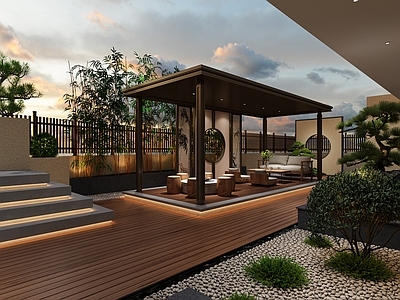 新中式阳台 庭院