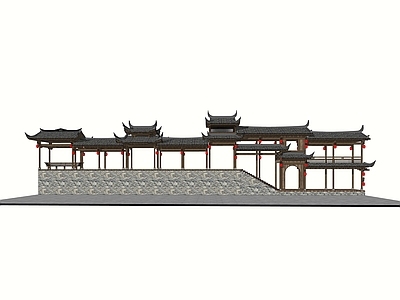 中式古建筑 中式 景区 古建 连廊