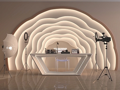 现代直播间 直播间电商 带货直播器材 摄像机补光灯话筒 手机支架