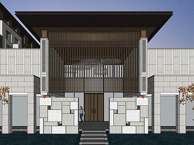 新中式售楼处建筑 大运河府 新中式示范区