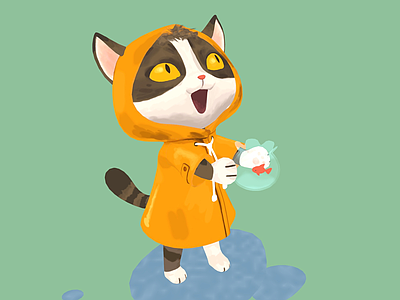 虚拟人物 雨衣猫 小猫咪 穿风衣的猫 猫咪 猫咪宠物