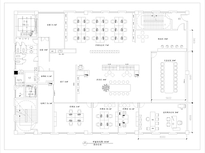 现代开放办公室 办公室平面布局图 共享办公室 施工图