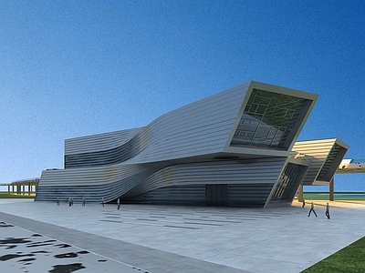 现代图书馆外观 异形博物馆建筑
