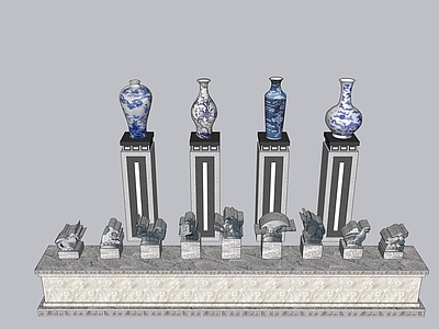 现代中式雕塑小品 瓷器展品 瓷器雕塑