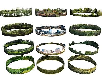 现代其他小品 2D背景林贴图 贴图背景树林 球天背景林 远景树林 环形树林