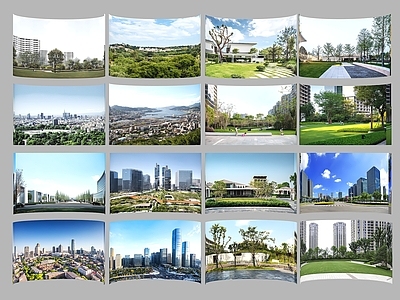 现代其他小品 2D背景林贴图 小区外景贴图 外景建筑 远景树林 外景树林