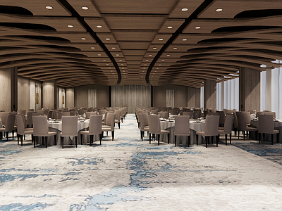 新中式现代宴会厅 酒店宴会厅 宴会厅 餐厅