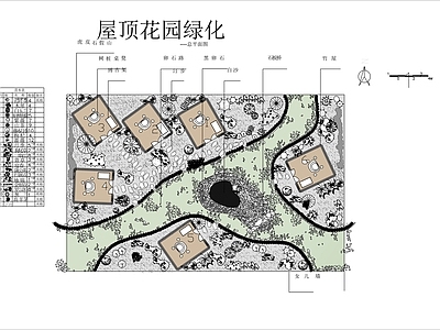景观平面图 屋顶花园 庭院平面图 彩平图 施工图