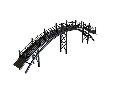 现代其他景观小品 木质拱桥