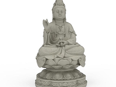 现代其他景观小品 观音菩萨石雕像