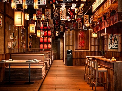 新中式日式酒吧 日式酒吧 新中式酒吧 日式料理 餐座椅组合 烤肉店