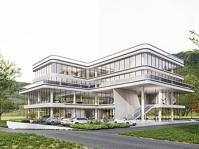 现代售楼处建筑 4s店 售楼处 商业建筑