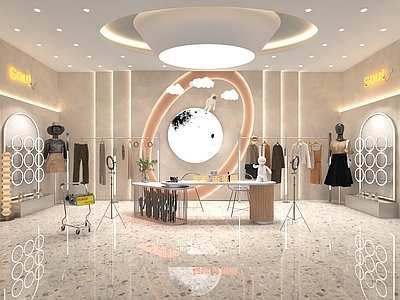 现代直播间 奶油风女装直播间