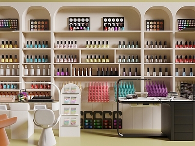 现代美甲店 美甲用品 美甲桌椅 化妆品