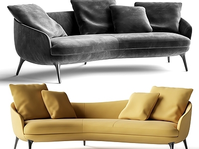 中古现代多人沙发 Minotti Raphael 弧形沙发 客厅沙发 布艺沙发
