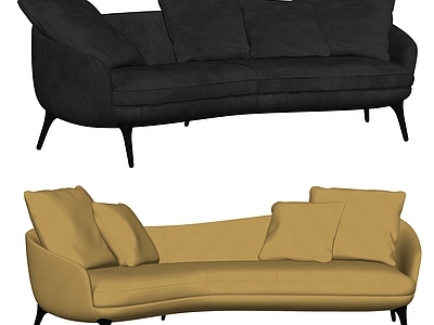 中古现代多人沙发 Minotti Raphael 弧形沙发 客厅沙发 布艺沙发
