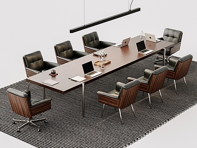 中古现代其他桌椅 Minotti 会议桌椅组合 小型会议桌 洽谈桌椅 Daiki办公椅