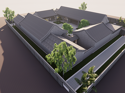 中式新中式四合院 中式合院 仿古建筑 木作 门楼