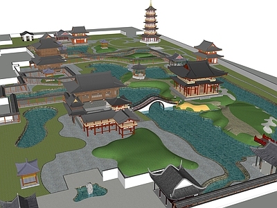 现代新中式景观公园 公园景观