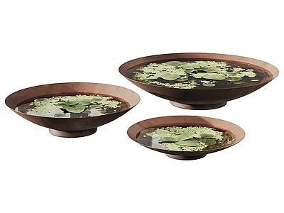 新中式现代花池 花园池塘 睡莲 庭院局部景观 花池