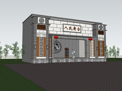 中式风格建筑 传统戏台改造