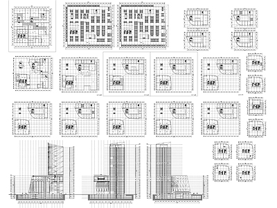 现代极简办公楼建筑 办公楼平面图 办公楼剖面 施工图