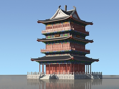 中式复古古建 古建 中式建筑 建筑 钟楼 宫殿