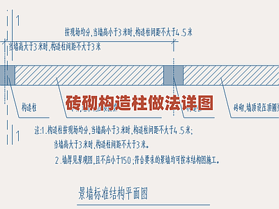 景观节点 砖砌构造柱做法图 结构构造 施工图