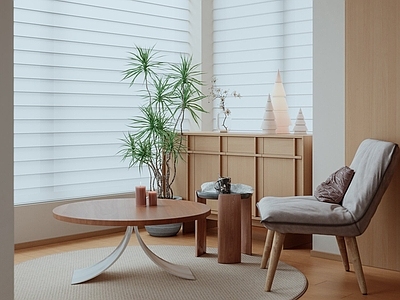 现代中古阳台 阳台 茶几 休闲椅