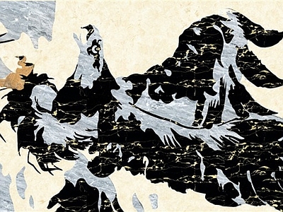 现代其他石材拼花 地面石材拼花 拼花砖 黑色老鹰小鸟动物