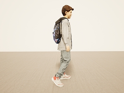现代背书包小男孩