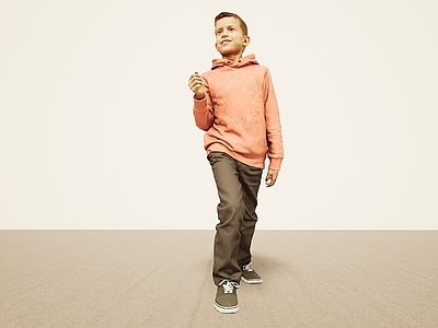 现代跑步姿势小男孩
