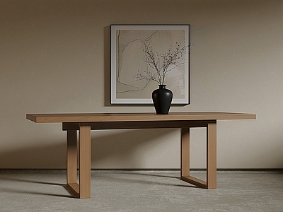 现代餐桌 木餐桌 长餐桌 原木餐桌 长方形餐桌 挂画