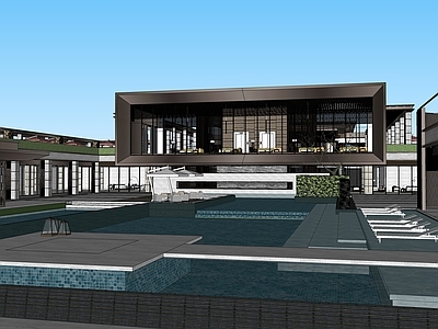 新中式展览馆建筑 文化馆