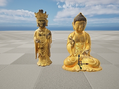 现代旧物文物金身观音像佛像