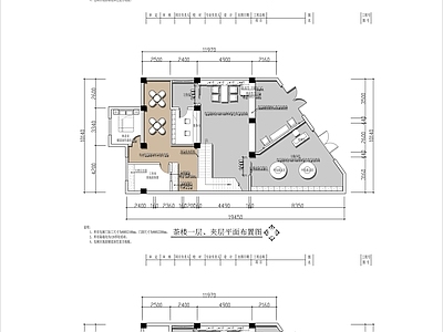 现代新中式棋牌室 500㎡ 三层茶楼 平面布局图 施工图