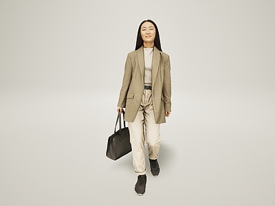 现代披发西装提手提包女人