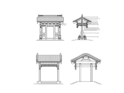 中式亭子 亭子 六角亭 垂花门 施工图