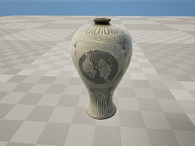 现代文物瓷器青釉梅瓶