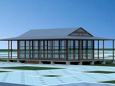 中式木屋 中式小建筑 玻璃木屋
