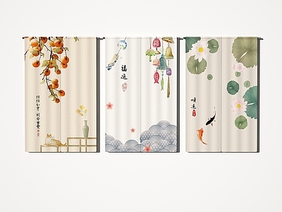 新中式现代窗帘 帘子门帘半帘浴帘 门帘 布帘 浴帘